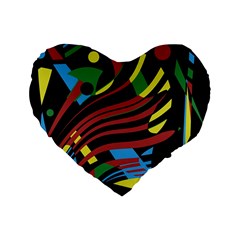 Colorful Decorative Abstrat Design Standard 16  Premium Flano Heart Shape Cushions