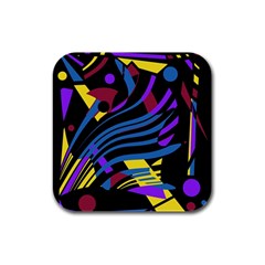 Decorative Abstract Design Rubber Square Coaster (4 Pack)  by Valentinaart