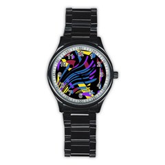 Decorative Abstract Design Stainless Steel Round Watch by Valentinaart