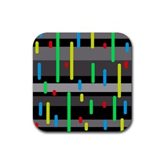 Colorful Pattern Rubber Coaster (square)  by Valentinaart