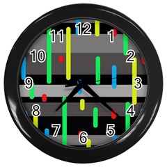 Colorful Pattern Wall Clocks (black) by Valentinaart