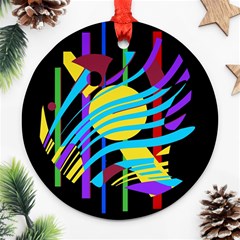 Colorful Abstract Art Ornament (round)  by Valentinaart