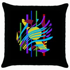 Colorful Abstract Art Throw Pillow Case (black) by Valentinaart