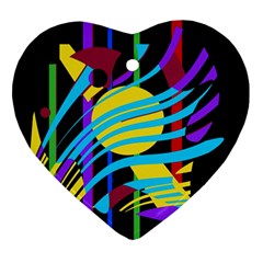 Colorful Abstract Art Heart Ornament (2 Sides) by Valentinaart