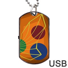 Orange Abstraction Dog Tag Usb Flash (two Sides)  by Valentinaart