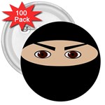 Ninja 3  Buttons (100 pack)  Front