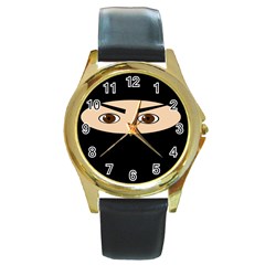 Ninja Round Gold Metal Watch