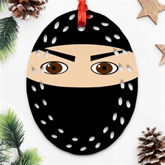 Ninja Oval Filigree Ornament (2-side)  by Valentinaart