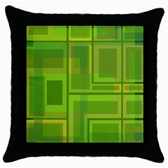 Green Pattern Throw Pillow Case (black) by Valentinaart