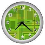 Green pattern Wall Clocks (Silver)  Front