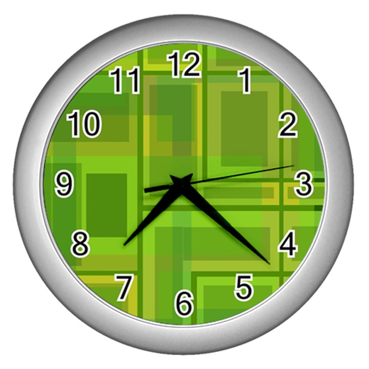 Green pattern Wall Clocks (Silver) 