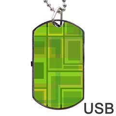 Green Pattern Dog Tag Usb Flash (one Side) by Valentinaart