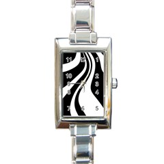 Black And White Pattern Rectangle Italian Charm Watch by Valentinaart