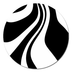 Black And White Pattern Magnet 5  (round) by Valentinaart