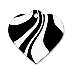 Black And White Pattern Dog Tag Heart (two Sides) by Valentinaart