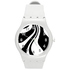 Black And White Pattern Round Plastic Sport Watch (m) by Valentinaart