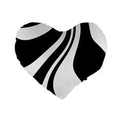 Black And White Pattern Standard 16  Premium Flano Heart Shape Cushions by Valentinaart