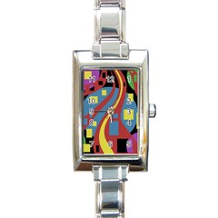 Colorful Abstrac Art Rectangle Italian Charm Watch by Valentinaart