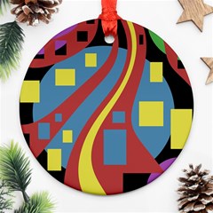 Colorful Abstrac Art Ornament (round)  by Valentinaart