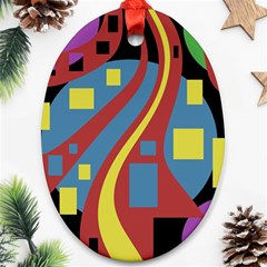 Colorful Abstrac Art Oval Ornament (two Sides) by Valentinaart