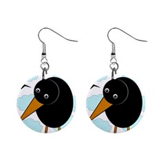 Black Raven Mini Button Earrings by Valentinaart