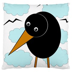 Black Raven Large Cushion Case (two Sides) by Valentinaart