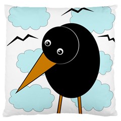 Black Raven Large Flano Cushion Case (one Side) by Valentinaart