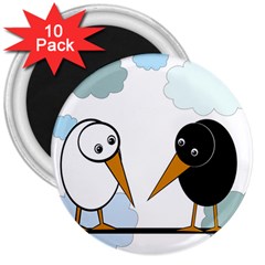 Black And White Birds 3  Magnets (10 Pack)  by Valentinaart