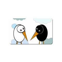 Black And White Birds Magnet (name Card) by Valentinaart