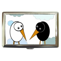 Black And White Birds Cigarette Money Cases by Valentinaart