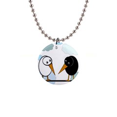 Black And White Birds Button Necklaces by Valentinaart