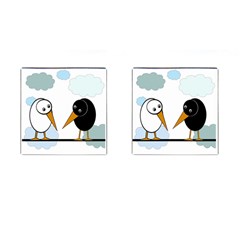 Black And White Birds Cufflinks (square) by Valentinaart