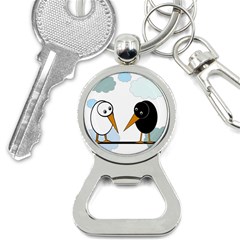 Black And White Birds Bottle Opener Key Chains by Valentinaart