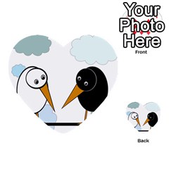 Black And White Birds Multi-purpose Cards (heart) 