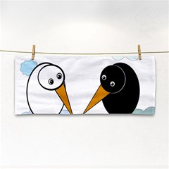 Black And White Birds Hand Towel by Valentinaart