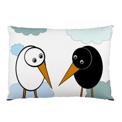 Black And White Birds Pillow Case by Valentinaart