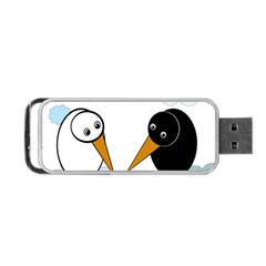 Black And White Birds Portable Usb Flash (one Side) by Valentinaart