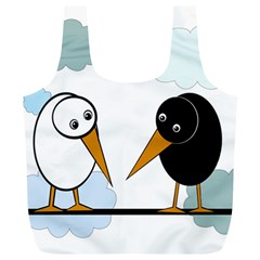 Black And White Birds Full Print Recycle Bags (l)  by Valentinaart