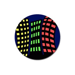 Colorful Abstract City Landscape Magnet 3  (round) by Valentinaart