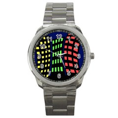 Colorful Abstract City Landscape Sport Metal Watch by Valentinaart