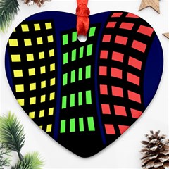 Colorful Abstract City Landscape Heart Ornament (2 Sides) by Valentinaart