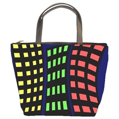 Colorful Abstract City Landscape Bucket Bags by Valentinaart