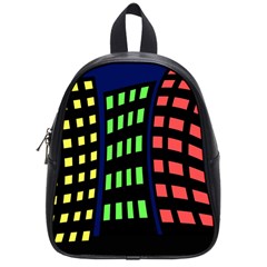 Colorful Abstract City Landscape School Bags (small)  by Valentinaart