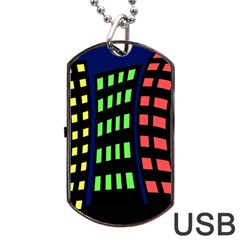 Colorful Abstract City Landscape Dog Tag Usb Flash (two Sides)  by Valentinaart