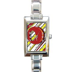 Red And Yellow Design Rectangle Italian Charm Watch by Valentinaart