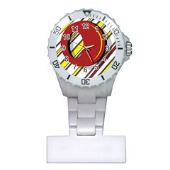 Red And Yellow Design Plastic Nurses Watch by Valentinaart