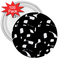 Black And White Pattern 3  Buttons (100 Pack)  by Valentinaart