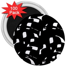 Black And White Pattern 3  Magnets (100 Pack) by Valentinaart