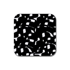 Black And White Pattern Rubber Square Coaster (4 Pack)  by Valentinaart