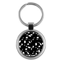 Black And White Pattern Key Chains (round)  by Valentinaart